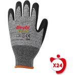 Beybi CL300 Siyah-Gri Lateks Kaplı Kesilmeye Dirençli Iş Eldiveni 10 Beden 24 Çift