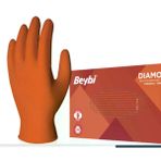 Beybi Diamond Pudrasız M Beden Kalın Turuncu Nitril Eldiven Medıum 100 Adet