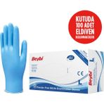 Beybi Eldiven Pudrasız Nitril Tek Kullanımlık Muayene Mavi 100'Lük Kutu