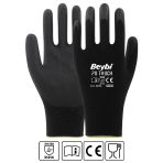 Beybi EN388 3121X 7 Beden 12'li Paket Poliüretan Kaplı Pu Touch Siyah Montaj Eldiven
