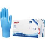 Beybi Iş Eldiveni - Nitril Muayene Mavi Pudrasız -1 Koli 20 Paket