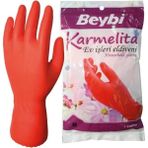 Beybi Karmelita 8 Numara 25LI Paket Bulaşık Eldiveni Gıdaya Uygundur Kaymayı Önleyici Pütürlü - Siyah - XL