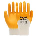 Beybi KN2 Flex+ No: 10 12 Çift Sarı Pamuk Likralı Örme Eldiven