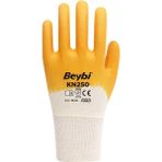 Beybi KN250 Sarı Pamuk Nitril Iş Eldiveni 9 Beden 12 Çift
