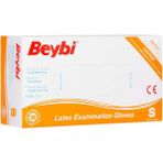 Beybi Lateks Pudralı Muayene Eldiven Turuncu Renk Small Beden 100'lü Paket Ambidextrous