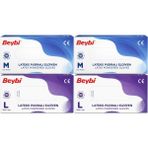 Beybi Lateks Pudralı Muayene Eldiveni M - Medium - Orta / L - Large - Büyük Karma 400 Lü Set - Beyaz