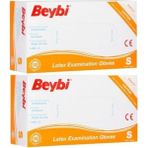 Beybi Muayene Eldiven Small Pudralı Lateks 100LÜ Paket 2 Paket - Beyaz