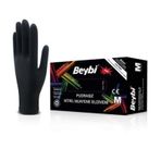 Beybi Muayene Medium 100'lü Paket Pudrasız Nitril Siyah Eldiven