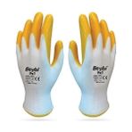 Beybi Nitril İşçi Eldiveni 10 Numara Beyaz Sarı Çift Yırtılmaya Dirençli Dikişsiz Polyester - XL