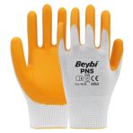 Beybi Nitril Pmk Pn5 EN388 3121X Beyaz Sarı Örme Polyoster Nitril 10 Beden 12'li Paket Eldiven