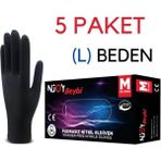 Beybi Njoy Pudrasız Siyah Nitril Eldiveni (L) Beden 5 x 100 Adet