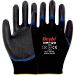 Beybi NMF120 Mikro Köpük Nitril Kaplı Polyester Örgü Eldiven 12 Çift - Mavi - Siyah - 9