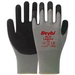 Beybi PL17 Legend No: 9 Koli 288 Çift Siyah Polyester Örme Siyah Lateks Kaplı Camcı İş Eldiveni