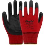 Beybi Pn Zebra Polyester Örme Nitril Eldiven 12 Çift - Kırmızı - Siyah - 9