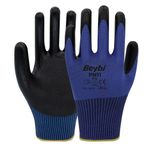 Beybi PN11 Polyester Örme Nitril Eldiven - Mavi - NO: 10 - 12 Çift
