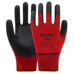 Beybi PN2 No: 10 12 Çift Kırmızı Polyester Örme Ekonomik Nitril Eldiven