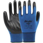 Beybi Pn3 Polyester Örme Nitril Eldiven 12 Çift - Mavi - Siyah - 9