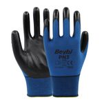 Beybi PN3 Polyester Örme Nitril Eldiven NO: 9 - Beyaz\Sarı - Koli
