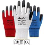 Beybi Pn3 Zebra Polyester Örme Nitril Eldiven (1 Paket: 12 Çift) - Kırmızı - Siyah - 10
