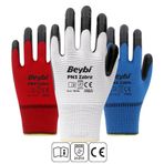 Beybi PN3 Zebra Polyester Örme Nitril Eldiven Çift - NO: 10 - Kırmızı\Siyah
