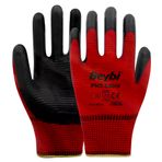 Beybi PN5 No: 10 100 Çift Kırmızı Zebra Polyester Örme Nitril Eldiven