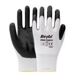 Beybi Pn5 Zebra Beyaz No:10 Polyester Nitril İş Eldiveni 12 Çift