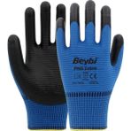 Beybi Pn5 Zebra Polyester Örme Nitril Eldiven 12 Çift - Mavi - Siyah - 9