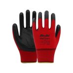 Beybi PN5 Zebra Polyester Örme Nitril İş Eldiveni – Kırmızı - Siyah
