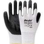 Beybi Pn5 Zebra Polyester Örme Nitril Kaplı İş Eldiveni 10 Beden 288 Çift - Beyaz - Siyah
