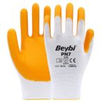 Beybi PN7 No: 10 100 Çift Sarı Polyester Örme Nitril Eldiven