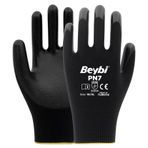 Beybi PN7 No: 9 Koli 288 Çift Siyah Polyester Örme Nitril Eldiven
