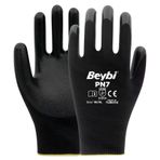 Beybi PN7 No:9 Siyah Siyah Çift Polyester Örme Nitril Eldiven
