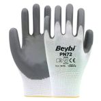 Beybi PN72 No: 10 100 Çift Gri Polyester Örme Nitril Eldiven