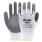 Beybi PN72 No: 10 12 Çift Gri Polyester Örme Nitril Eldiven