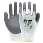 Beybi PN72 No: 9 100 Çift Gri Polyester Örme Nitril Eldiven