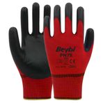 Beybi PN75 Kırmızı No 9 1 Çift Kırmızı Polyester Örme Nitril Eldiven