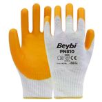 Beybi PN810 No: 10 12 Çift Sarı Polyester Örme Nitril Eldiven