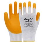 Beybi PN810 No: 10 Koli 288 Çift Sarı Polyester Örme Nitril Eldiven