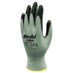 Beybi PN810 Polyester Örme NO:9 Çift Gri Nitril Eldiven