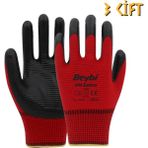 Beybi Polyester - Nitril İş Eldiveni Pn5 - Zebra - No:10 Kırmızı - 3 Çift - Kırmızı - Siyah