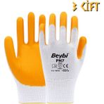 Beybi Polyester-nitril İş Eldiveni Pn7 No: 10 Sarı - 3 Çift