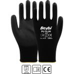Beybi Pu Kaplı Polyester Işçi Eldiveni, Slim, Ce En 388, 2111X, No:9 - Renkli - Standart