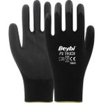 Beybi Pu Touch Poliüretan Polyester Iş Eldiveni 12 Çift - 8 - Siyah