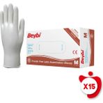 Beybi Pudrasız Lateks Eldiven M Beden Beyaz 100'LÜ 15 Paket