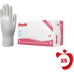Beybi Pudrasız Lateks Eldiven S Beden Beyaz 100'LÜ 5 Paket