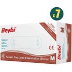 Beybi Pudrasız Lateks Muayene Eldiveni Medium 100 Adet 7 Kutu