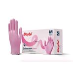 Beybi Pudrasız Pembe Nitril Muayene Eldiveni - Pembe - M - Koli (20 Kutu)