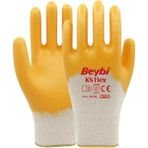 Beybi Standart Işçi Eldiveni, Kn Flex, Sarı, Nitril, Pamuk Astarlı, Ce En 388/420, 4121X, No:9 - Renkli