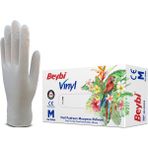 Beybi Vinil Pudrasız Muayene Eldiven Mdr 100'LÜK Kutu L Beden