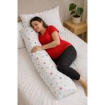 BeybiNest Hamile Yastığı ve Destek Yastığı Organik Pamuklu Renkli yildizlar desen 120x40 cm